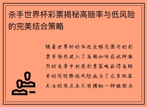杀手世界杯彩票揭秘高赔率与低风险的完美结合策略